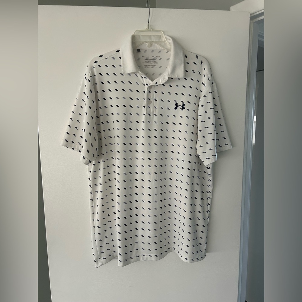 Under Armour Men's White Polo with Navy Accents